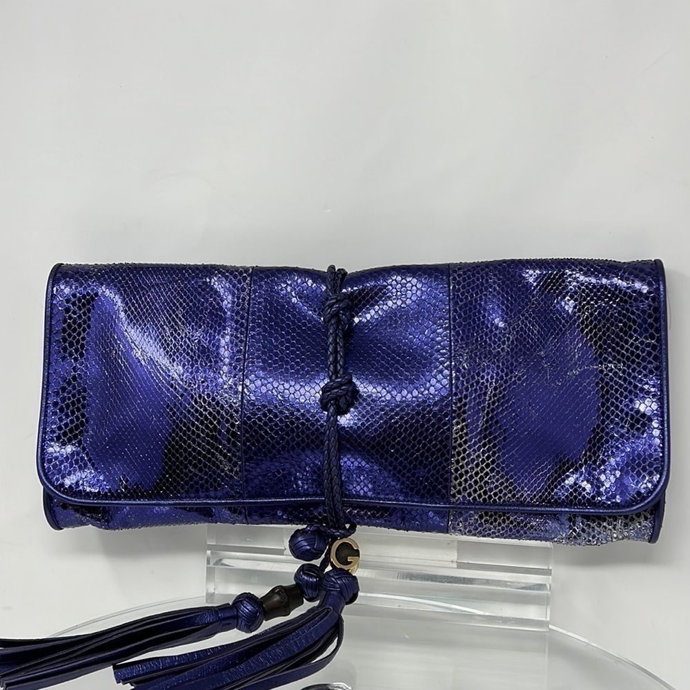 Gucci Malika Large Python Snakeskin Deep Metallic… - image 6
